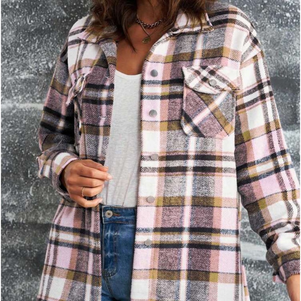 New plaid flannel button down jacket or top - Picture 8 of 9